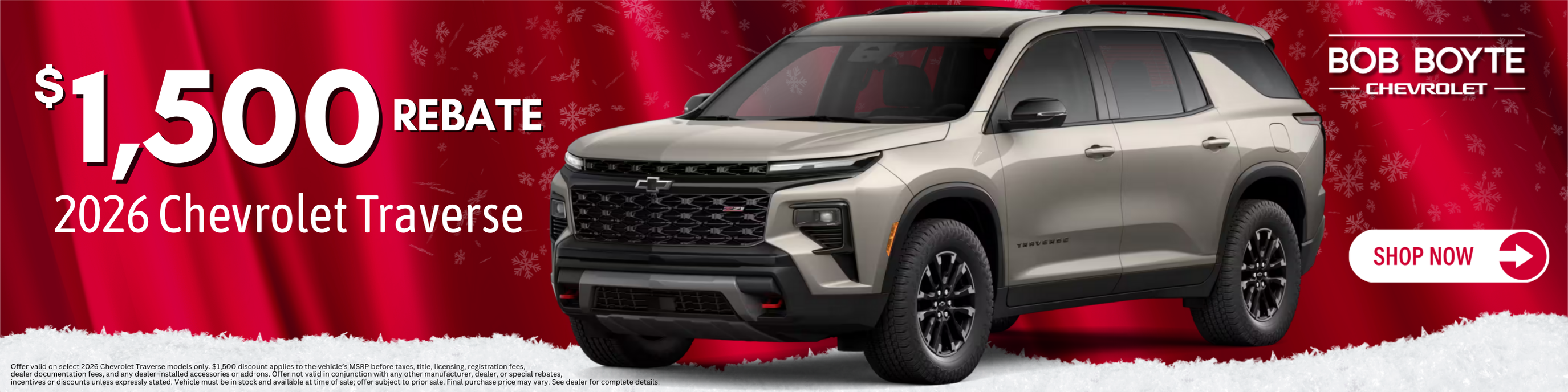 2026 Chevrolet Traverse $1500 rebate